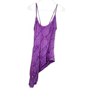 Y2K Blue Sky Hippie Asymmetrical Embroidered Check Tie Back Cami Tank Medium